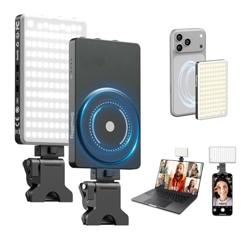 SmallRig M3 Magnetic Selfie Phone Light with Clip, 120 LEDs 2000mAh Rechargeable, 2700K-6500K, Portable Content Creators Light for Video Recording, for iPhone/Laptop/Camera/Webcam (Ink Blue) - 5505 - color: Ink Blue