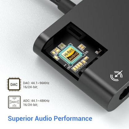 Cubilux USB C to 3.5mm Adapter for Live Streaming/Recording, USB C to TRRS Microphone Splitter for Laptop, Recording Adapter with Line-in & Mic-in & 3.5 Headphone Out-Suitable for Laptop/PC