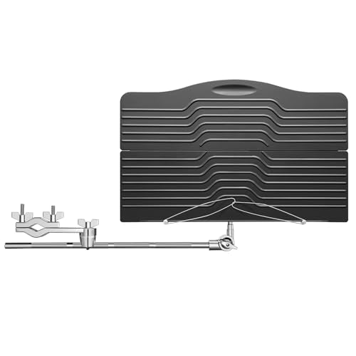 Donner Sheet Music Holder, Adjustable Clamp On Sheet Music Tray for Drummers with Multi-Joint Arm, Space-Saving Percussion Sheet Music Tray for Acoustic Electric Drum, Fits 15-35mm Cymbal Stands