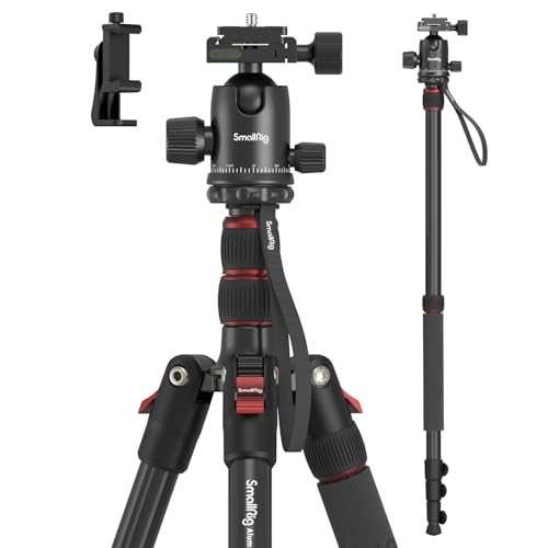 SmallRig Camera Tripod, 71" Foldable Aluminum Tripod/Monopod, 360°Ball Head Detachable, Payload 33lb, Adjustable Height from 16" to 71" for Camera, Phone - style: 71"