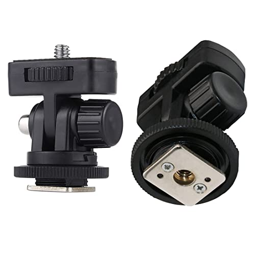 2 Pack Field Monitor Holder Quick Release Universal 1/4'' Screw Hot Shoe Mount Flash Bracket Cold Shoe Tilt 180 Degree Adjustable for Fill Light Video Shooting Tripod PTZ Live Microphone