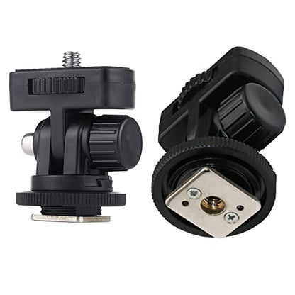 2 Pack Field Monitor Holder Quick Release Universal 1/4'' Screw Hot Shoe Mount Flash Bracket Cold Shoe Tilt 180 Degree Adjustable for Fill Light Video Shooting Tripod PTZ Live Microphone