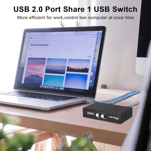 EEEKit 2 Port USB 2.0 Manual Sharing Switch Hub, Printer Scanner Splitter Adapter with 2 Pack USB A to B Cables