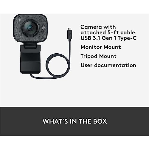 Logitech StreamCam Plus Webcam with Tripod Mount (Graphite)