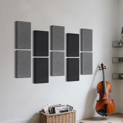UMIACOUSTICS 4 PCS Acoustic Panels with Hanging Brackets, 2” Thick Fiberglass Sound Proof Panels Removable for Studios, Office, Home Theater Wall- Charcoal Grey - color: Charcoal Grey, size: 23.6" x 11.8"-4pcs