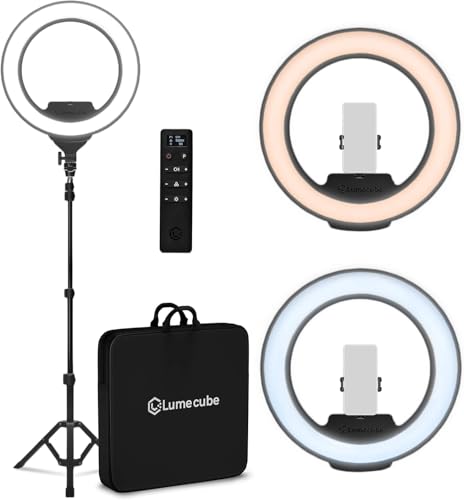 Lume Cube Ring Light Pro | Wireless Professional Lighting for Photography, Streaming, Video | Fully Adjustable Color and Brightness | Includes Sturdy, Portable Tripod Mount and Padded Carrying Case - color: Black