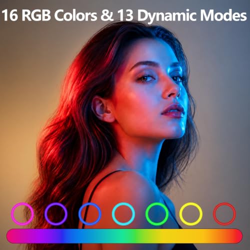 EMART 10’’ Ring Light with 55’’ Extendable Tripod Stand & Phone Holder, 16 RGB Colors Modes, 10 Dimmable Levels LED Circle Selfie Lights with Wireless Remote for Makeup Streaming YouTube TikTok
