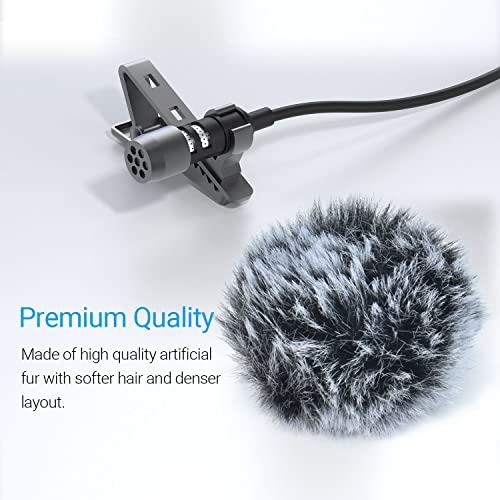 Cubilux Wind Muff (Dead cat) for Lavalier Lapel Microphone, Outdoor Furry Windscreen, Windshield, Windjammer for Mini MIC, 6-Pack - color: Furry Cover, 6-Pack