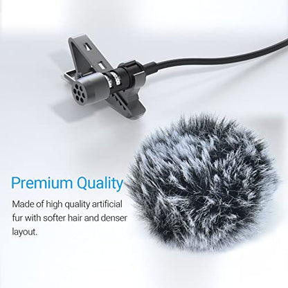 Cubilux Wind Muff (Dead cat) for Lavalier Lapel Microphone, Outdoor Furry Windscreen, Windshield, Windjammer for Mini MIC, 6-Pack - color: Furry Cover, 6-Pack