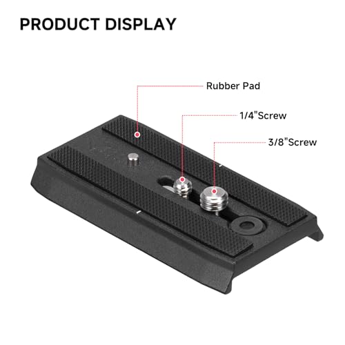 AVELLA Universal Sliding Quick Release Plate Replacement Camera Mount with 1/4 Inch and 3/8 Inch Mounting Screws for V501 V504Fluid Head，Length: 3.54 inches/9CM