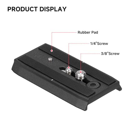 AVELLA Universal Sliding Quick Release Plate Replacement Camera Mount with 1/4 Inch and 3/8 Inch Mounting Screws for V501 V504Fluid Head，Length: 3.54 inches/9CM