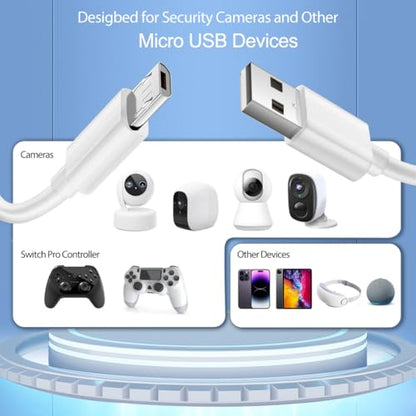2 Pack 16.4FT Micro USB Cable Extension Power Cord for Wyze Cam YI Camera,Ring Indoor Cam (2nd Generation),PS4 Controller Charger Cord Long Old Android Charger USB A to Micro USB Charging Cable 15 FT
