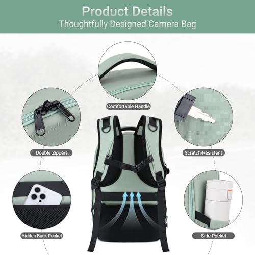 MOSISO Camera Backpack, DSLR/SLR/Mirrorless Photography Backpack, Camera Bag with Tripod Holder&15.6 inch Laptop Compartment&Rain Cover Compatible with Canon/Nikon/Sony/DJI Mavic Drone, Antique Green - color: Antique Green