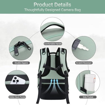 MOSISO Camera Backpack, DSLR/SLR/Mirrorless Photography Backpack, Camera Bag with Tripod Holder&15.6 inch Laptop Compartment&Rain Cover Compatible with Canon/Nikon/Sony/DJI Mavic Drone, Antique Green - color: Antique Green