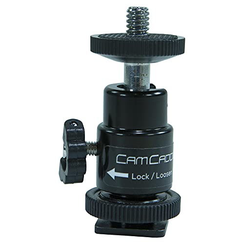 Cam Caddie Hot Shoe Mount Adapter 1/4" Mini Ball Head Ring Light Adapter for Cameras, Camcorders, Smartphone, GoPro, LED Video Light, Microphone, Video Monitor, Tripod, Monopod-2 Pack