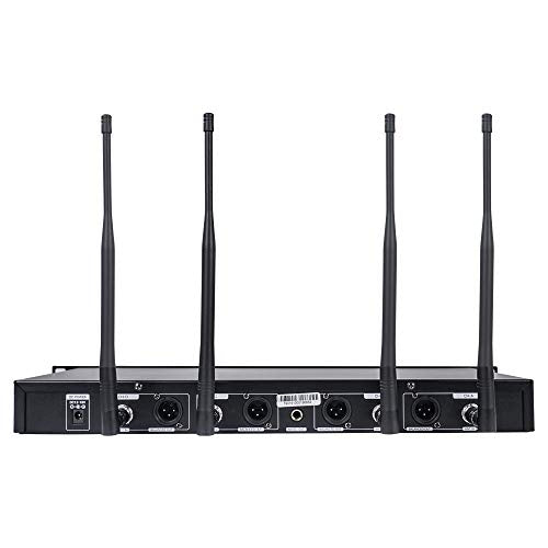 Sound Town 200 Channels Adjustable UHF Wireless Microphone System with Metal Receiver, 4 Handheld Mics and Auto Scan, for Church, School, Outdoor Wedding, Meeting, Party and Karaoke (NESO-SU4HH) - color: Gloss Black