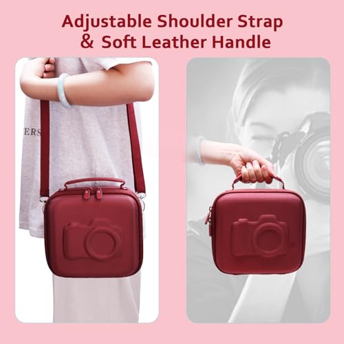XANAD Hard Camera Case Bag Compatible with Canon EOS Rebel T7/ T100/ R50/ R50 V/RP/ R8/ R6 Mark II/ R7/ R10 DSLR Mirrorless Cameras, for Canon Sony Kodak Panasonic Nikon DSLR Mirrorless Camera, Red - color: Wine Red