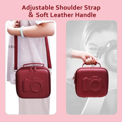 XANAD Hard Camera Case Bag Compatible with Canon EOS Rebel T7/ T100/ R50/ R50 V/RP/ R8/ R6 Mark II/ R7/ R10 DSLR Mirrorless Cameras, for Canon Sony Kodak Panasonic Nikon DSLR Mirrorless Camera, Red - color: Wine Red