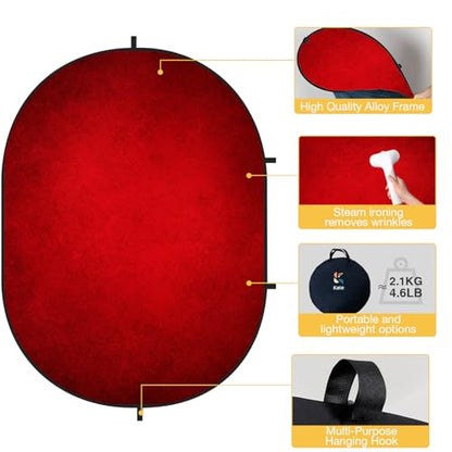 Kate Collapsible Backdrop Blue Pop Up Backdrops Red Portable Background for Portrait Photography, for Video, for Live Stream, 5x6.5ft
