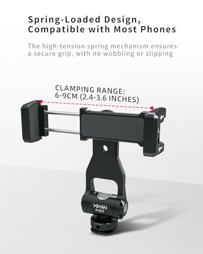 Metal Phone Tripod Mount Adapter, Smartphone Holder Clamp Support Stand with Cold Shoe, Compatible with iPhone, Samsung on Tripod, Camera, Gimbal, Selfie Stick for Live Streaming, Video Shooting - style: Premium-Aluminum Alloy