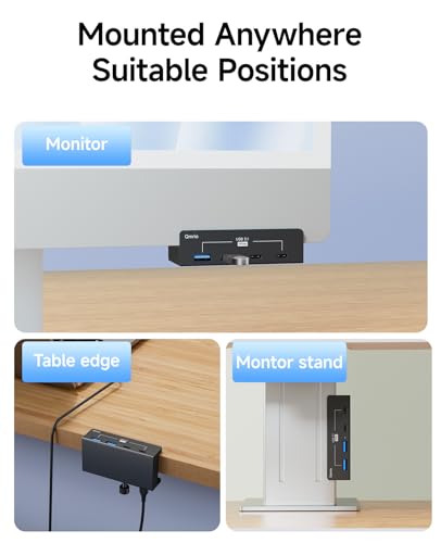 USB Hub 3.1, 10Gbps Clamp USB Hub with 2 USB-A Data Ports, 2 USB-C Port with Extra Power Supply Port (Black) - color: Black