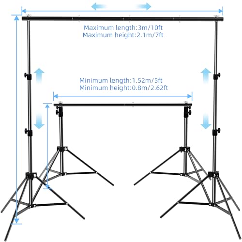 Backdrop Stand 10x7ft(WxH) Photo Studio Background Stand Support System Backdrop Support Kit, for Photography, Advertising Display, Parties Decoration - size: 10x7ft(WxH)