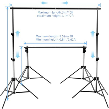 Backdrop Stand 10x7ft(WxH) Photo Studio Background Stand Support System Backdrop Support Kit, for Photography, Advertising Display, Parties Decoration - size: 10x7ft(WxH)