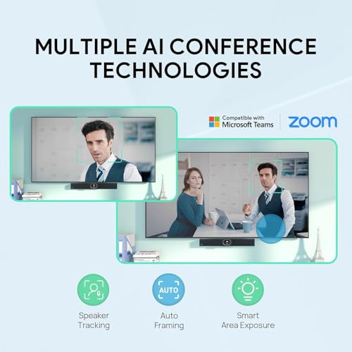 Yealink UVC40 E2 USB Conference Room Camera System 4K Video Conference Camera 120° Wide-Angle Lens 8 Microphone 5W High-Fidelity Speaker Auto Framing Speaker Tracking Compatible with Microsoft, Zoom