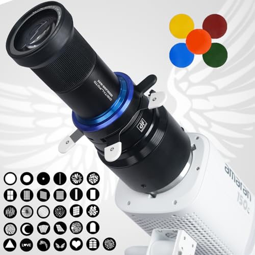 Bowens Mount Optical Snoot Photography for Amaran 150c,Spotlight Snoot Gobos kit for Monolight,Compatible with Aputure Amaran 100X/D 200D/X,150/300c,600x Pro,Godox SL60,5 Color Filters,31 Gobos - size: Bowens Mount for Aputure