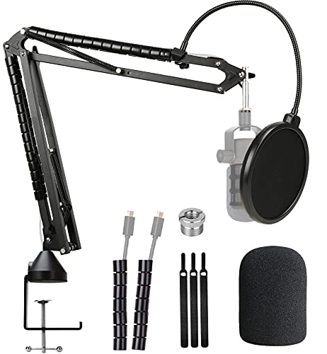 Rode Podmic Stand with Microphone Windscreen and Dual Layered Mic Pop Filter for Rode PodMic Podcasting Microphone by YOUSHARES - color: Heavy Duty Arm