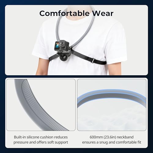 SMALLRIG Neck Mount for Action Camera with Adjustable Chest Strap, 2-Prong Interface Chest Mount for GoPro Hero 13/12/11/10/9, for DJI Osmo 360/Nano/Action 6/5 pro/4/3, for Insta360 Ace Pro 2-5596 - style: for Action Camera