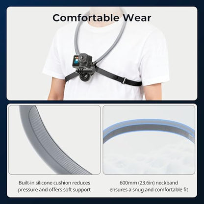 SMALLRIG Neck Mount for Action Camera with Adjustable Chest Strap, 2-Prong Interface Chest Mount for GoPro Hero 13/12/11/10/9, for DJI Osmo 360/Nano/Action 6/5 pro/4/3, for Insta360 Ace Pro 2-5596 - style: for Action Camera