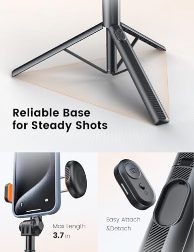 ANXRE 71" Phone Tripod, NT79 Extendable Selfie Stick with 1/4" Camera Mount for Cell Phone＆Camera, Phone Tripod Stand Holder with Remote Compatible with iPhone Android, Camera - color: Black