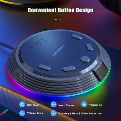 LIANGSTAR Gaming USB Microphone for PC with AI Noise Cancellation, 5 Voice Changes, Mute, Volume Control, RGB Light Condenser Computer Mic for Gamer, YouTube, Streaming, Conference - style: Dark Gray-AI