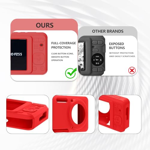 Case for Kodak PIXPRO FZ55,FZ55 Accessories,Soft Silicone Protective Case,Comes with 2 Screen Protectors and 1 Wrist Strap - Rose red - color: Rose red