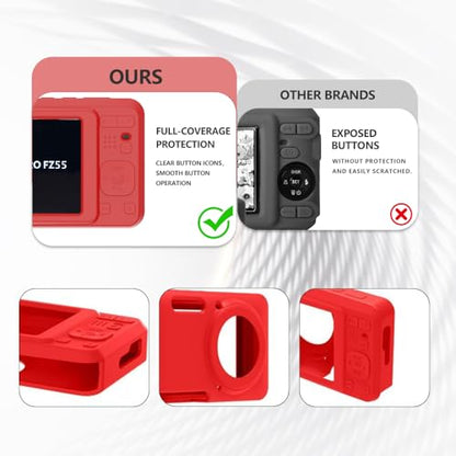 Case for Kodak PIXPRO FZ55,FZ55 Accessories,Soft Silicone Protective Case,Comes with 2 Screen Protectors and 1 Wrist Strap - Rose red - color: Rose red
