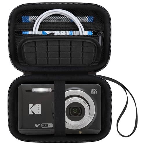 Canboc Carrying Case for KODAK PIXPRO FZ55/ FZ45/ FZ43/ FZ53 16MP Digital Camera, Video Vlogging Camera Bag, Zipper Mesh Pocket fit Cable, Black (Case Only) - color: Regular-Black