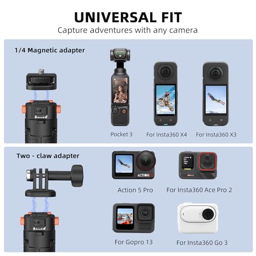20" Osmo Pocket 3 4 Tripod, Xtra Muse Mini Table Desk Extendable Stand Small Handheld Selfie Stick Quick Release 1/4 Screw Vlog for DJI Action 6 5 Pro 4 for Insta360 X4 X5 Luna Ultra Accessories