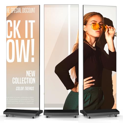 80" LED Digital Signage Display with Flight Case, P1.86 Foldable Spliceable LED Poster Screen Kiosk with Content Management System, WiFi/USB/HDMI for Events, Rentals & Commercial Use (Black, 1 Panel) - size: 1 Unit & Flight Case