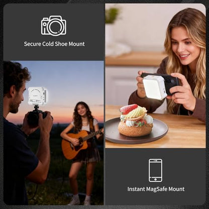 AILIGHT Magnetic LED Video Light, Portable Camera Lights for Content Creator(CRI 98+ & 2500-9000K) Rechargeable 2000mAh Camera Fill Light with Cold Shoe Mount | Photography Lighting - White - color: White