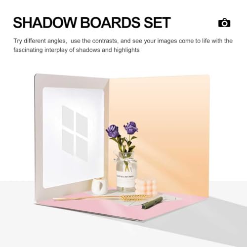 14x14 Inch Backdrop Board Kit, 2PCS Backgound Frame, 1PC Background Board, 6PCS Backdrop Paper, 6PCS Shadow Light Paper for Product, Food, Jewelery, Makeup Photography Shooting - size: 14x14inch