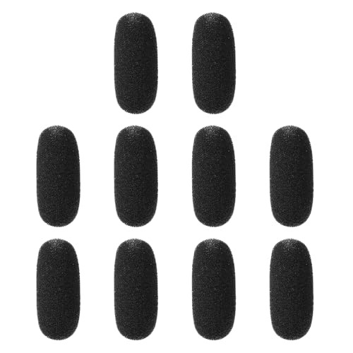 MECCANIXITY 10 Pcs Mini Foam Microphone Windscreen, 16x36mm High Density Black Mic Cover Noise Reduction Foam Covers for Streaming Stage Conference Use - color: Black, size: 16x36mm