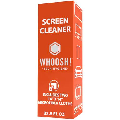 WHOOSH! Pro 16.9 fl oz Refillable TV Screen Cleaner & Microfiber Cloth - Streak-Free Cleaner for Flat Screens, OLED, LCD, Smart TV, Monitors - Non-Toxic, Odorless - Electronics Cleaning Kit, Set of 2 - size: 16.9 Fl Oz (Pack of 2)