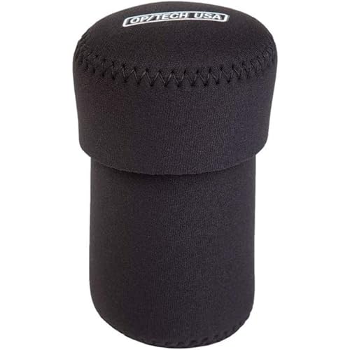 OP/TECH USA Fold-Over Neoprene Lens Pouch – Camera Lens Case for safe Lens Cover storage, Great for Photography & outdoor shoot, Keeps your Lens secure with No-Lose Lid-254 (Black) - Made in USA - size: 254