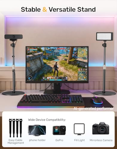 Webcam Tripod Stand for Desk Height Adjustable & 360° Swivel Webcam Mount Compatible with Logitech Webcam C922 C930e C920S C920 C615 C960 NexiGo N60 and BRIO and Other Devices with 1/4" Thread - size: Larger Base