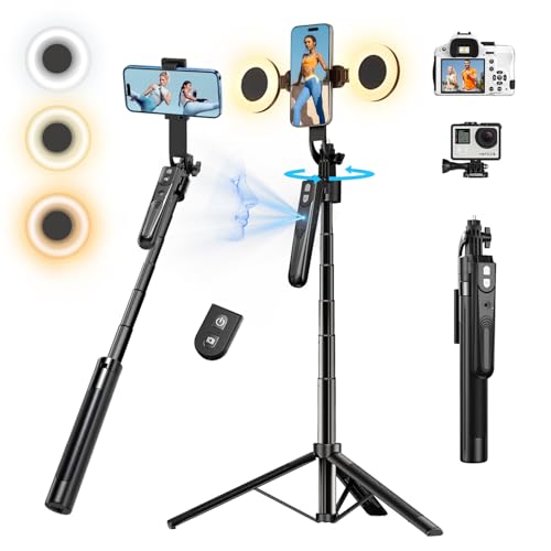 Auto Face Tracking Tripod with 360 Rotation Stand, 70.9"Ai Motion Tracking, Grados de Movimiento Celular Selfie Stick Rotation with Remote, Motion Sensor Phone Stand, for Vlog/Live Stream/Video Record
