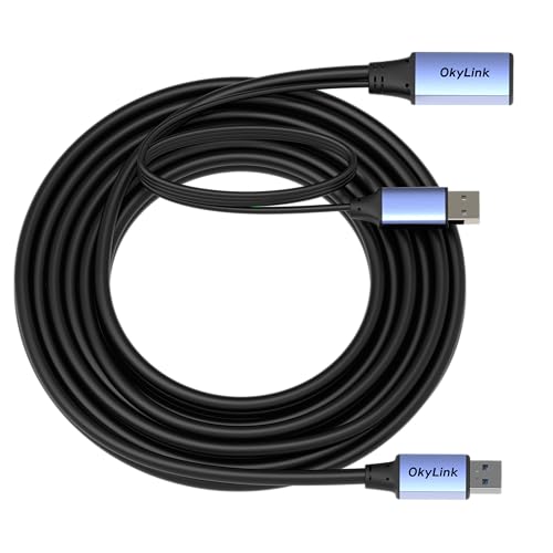 OkyLink Active USB 3.0 Extension Cable A to A, Male to Female 15ft | 5m, 3.2 Gen1, with Power Cable, 5Gbps,Plug and Play, for CCTV Camera, Printer - color: USB3.0(5Gbps), size: 15ft (5m)