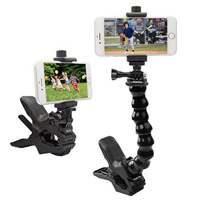 Suptig Phone Holder Desk Gooseneck Mount, Cell Phone Clamp Clip for Pole, Mount Stand, Compatible for iPhone 17 iPhone 16 Plus 15 Pro 14 Plus Xs Max XR X 8 7 6 6s Plus and Other 4-7'' Device