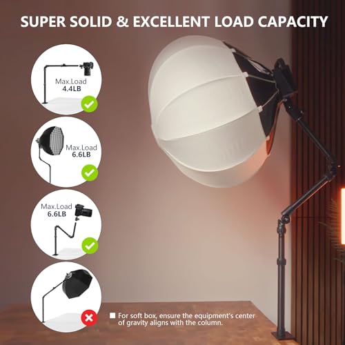 【All Metal】RAUBAY Desktop Magic Arm, Overhead Camera Desk Mount, Table Light Stand with 1/4“ Ball Head, 3/8" & 5/8" Adapter, C Clamp, Retractable Boom Arm for DSLR, Webcam, Microphone, Projector DMA01