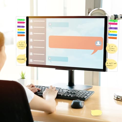 Monitor Memo Board, 4PCS Transparent Computer Monitor Side Panel Creative Desktop Memo Board, Acrylic Desktop Computer Sticky Note Holder for Home Office